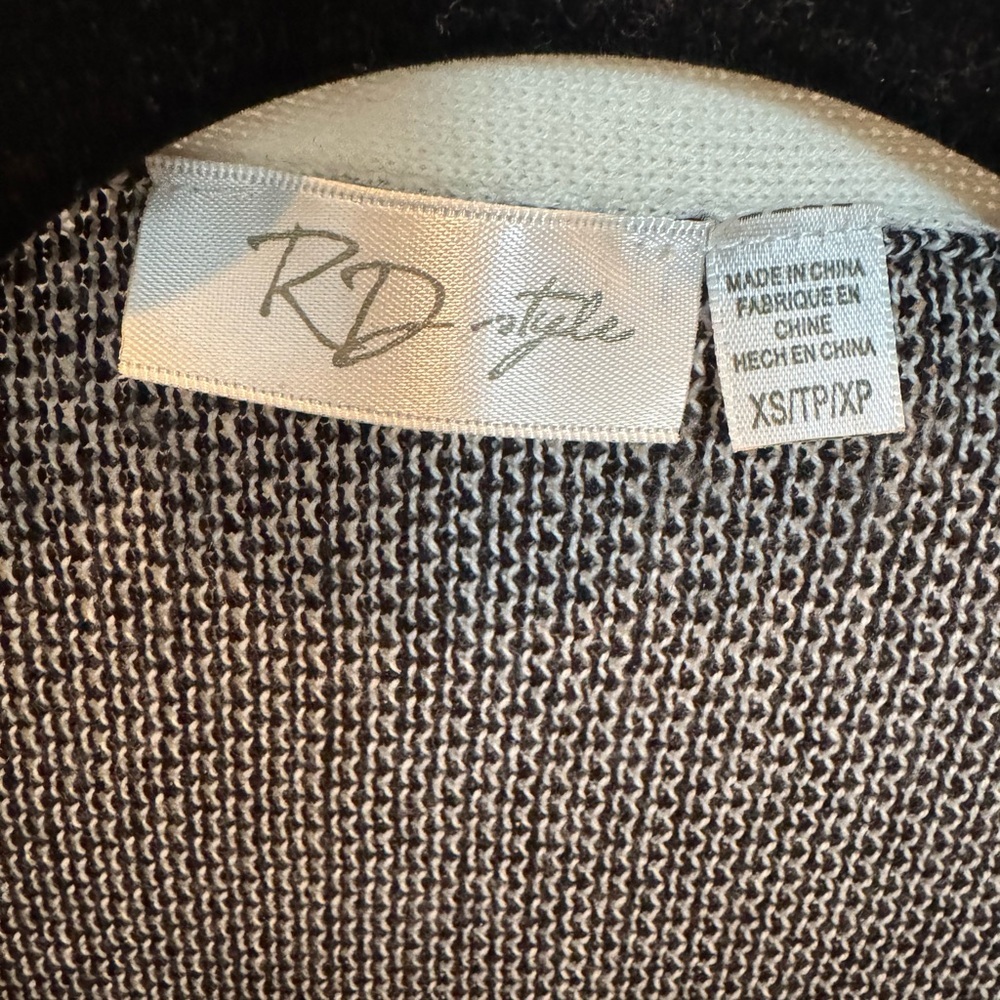 RD Style Black and Cream Open Front Cardigan - Picture 4 of 4